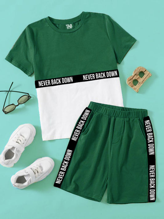 Men's Green Tee & Shorts Co-Ord Set#7
