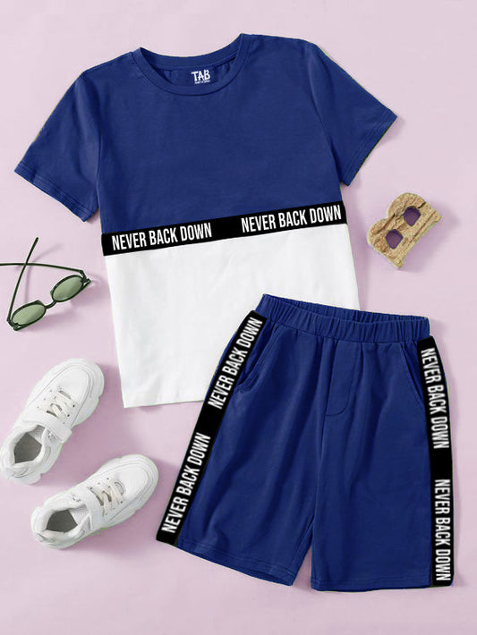 Men's Blue Tee & Shorts Co-Ord Set#2
