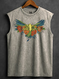 ACID WASH SLEEVELESS PRINTED VEST#9