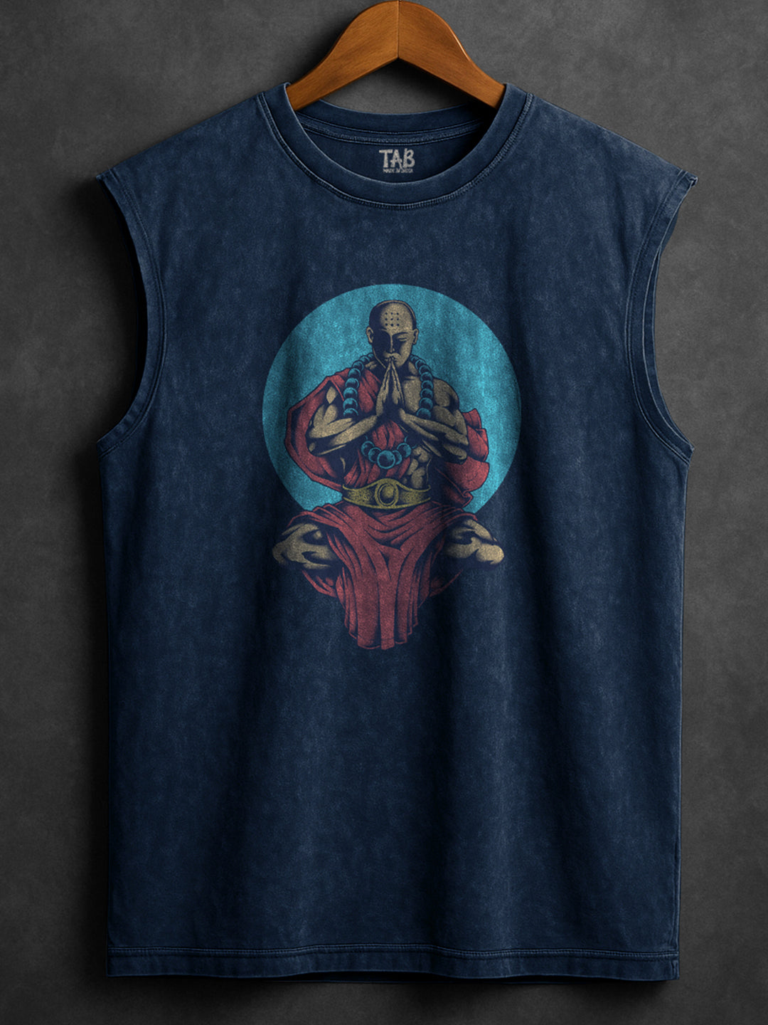 ACID WASH SLEEVELESS PRINTED VEST#14