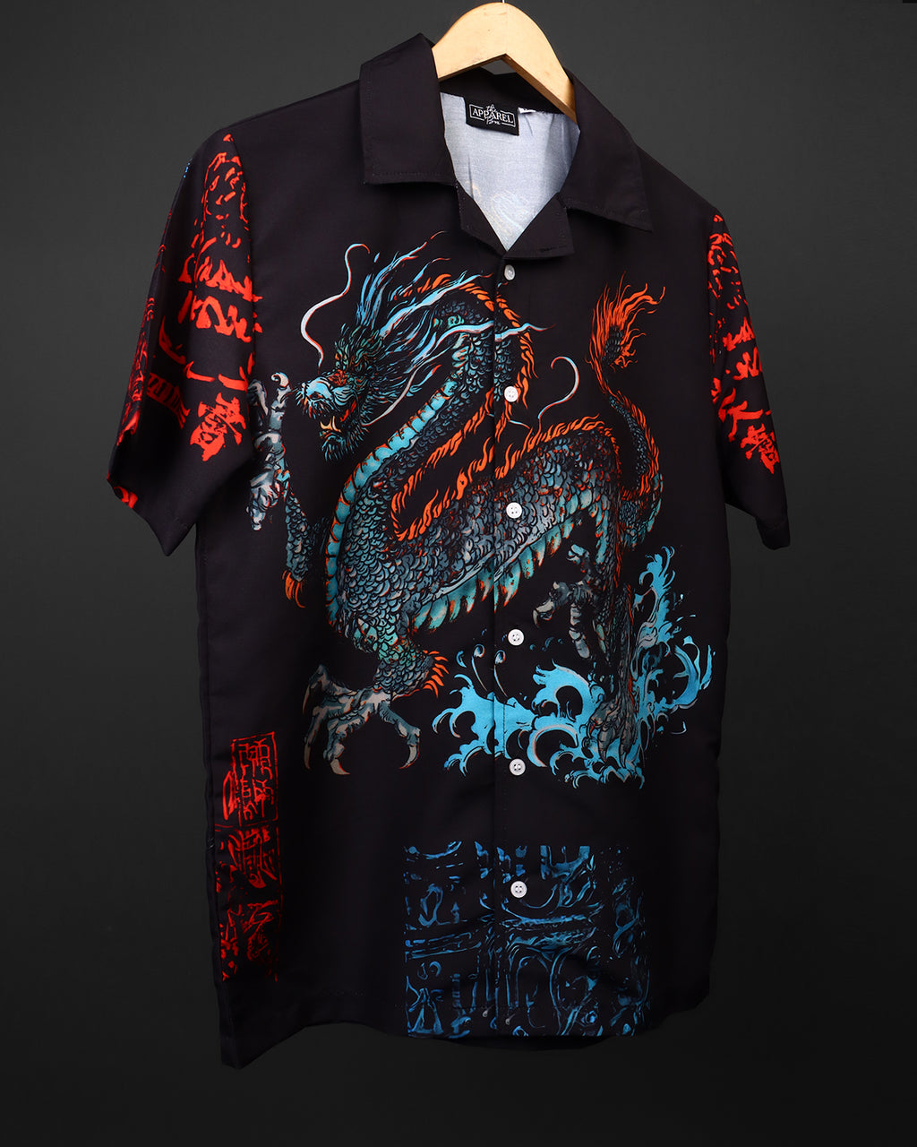 Dragonwave Black Cuban Collar Shirt #296