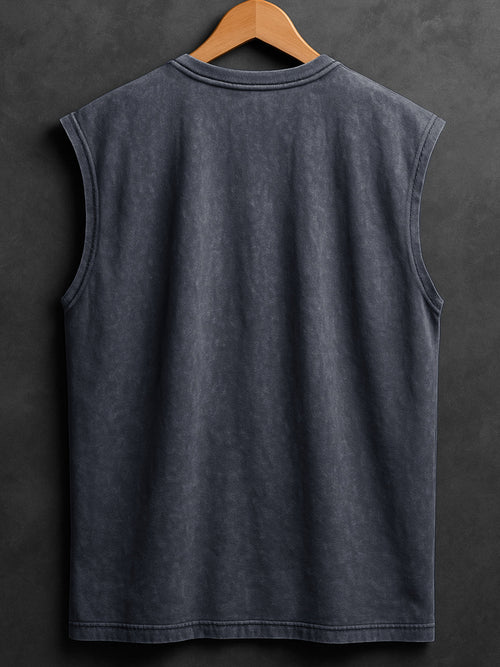 ACID WASH SLEEVELESS PRINTED VEST#23