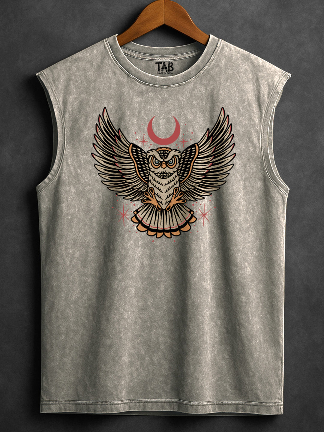 ACID WASH SLEEVELESS PRINTED VEST#22