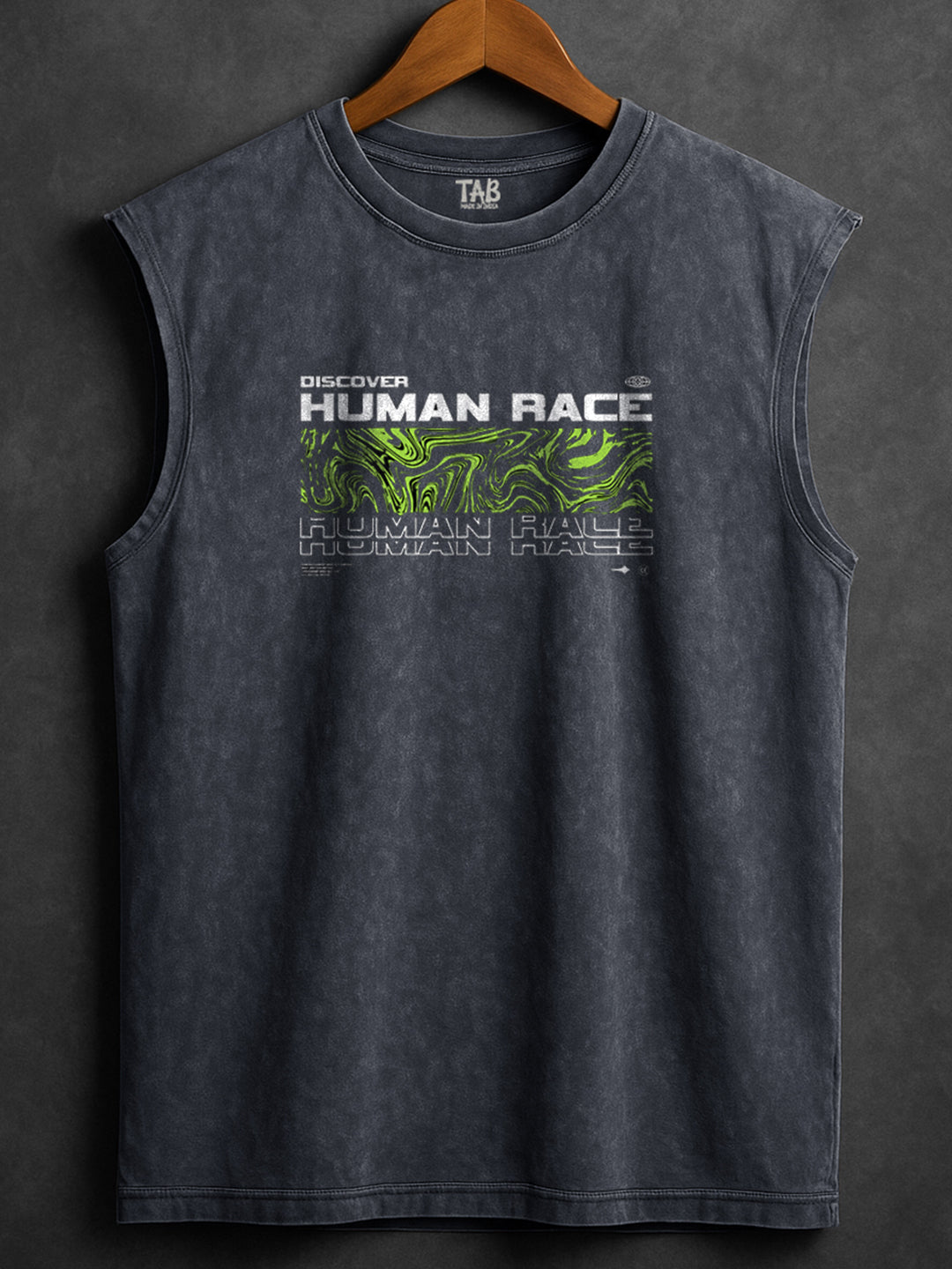 ACID WASH SLEEVELESS PRINTED VEST#1