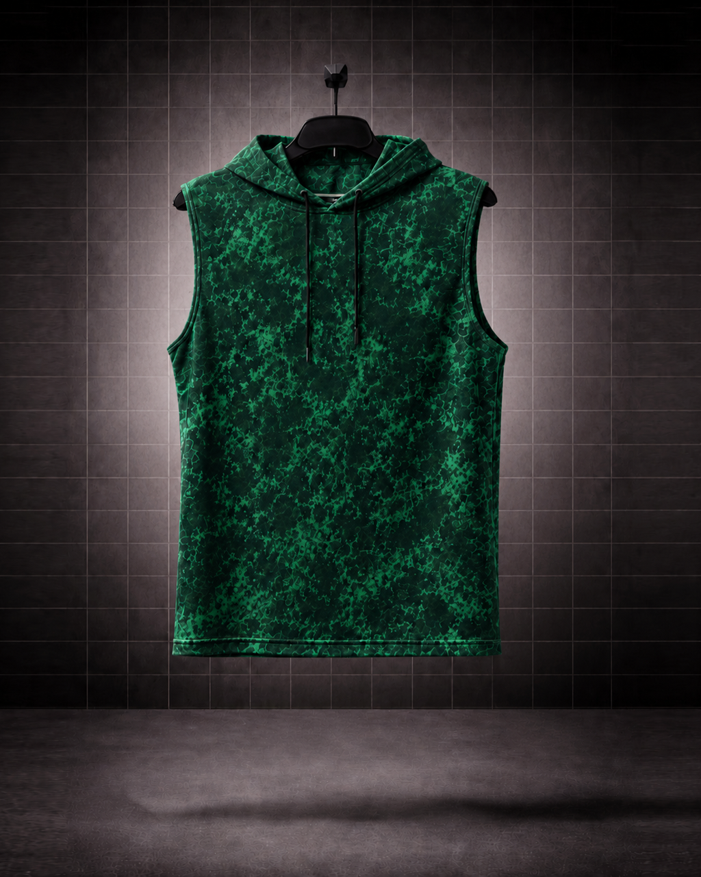 Emerald Phantom* Acid-Wash Effect Sleeveless Hoodie & Cargo Jogger Set#4