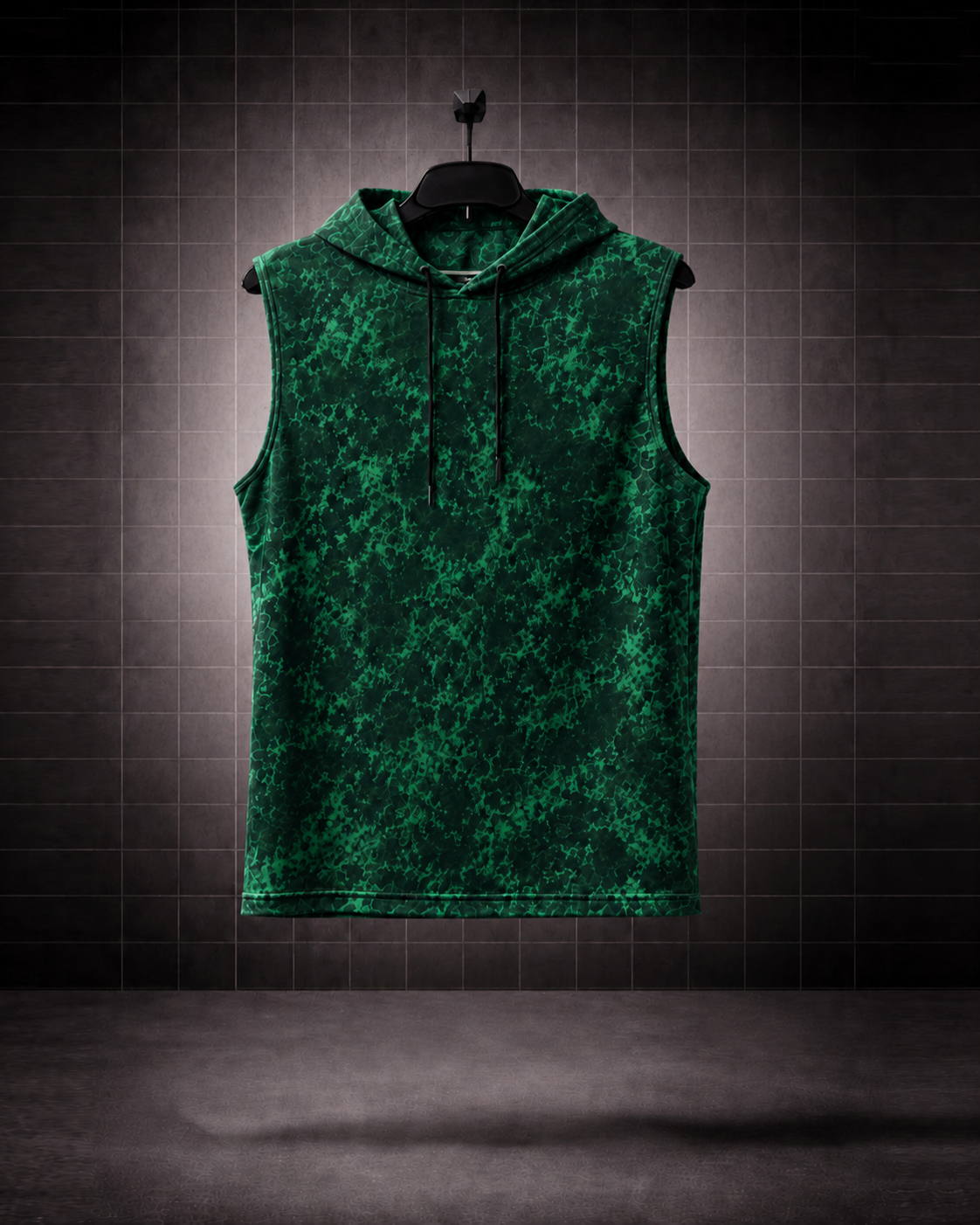 Emerald Phantom* Acid-Wash Effect Sleeveless Hoodie & Cargo Jogger Set#4