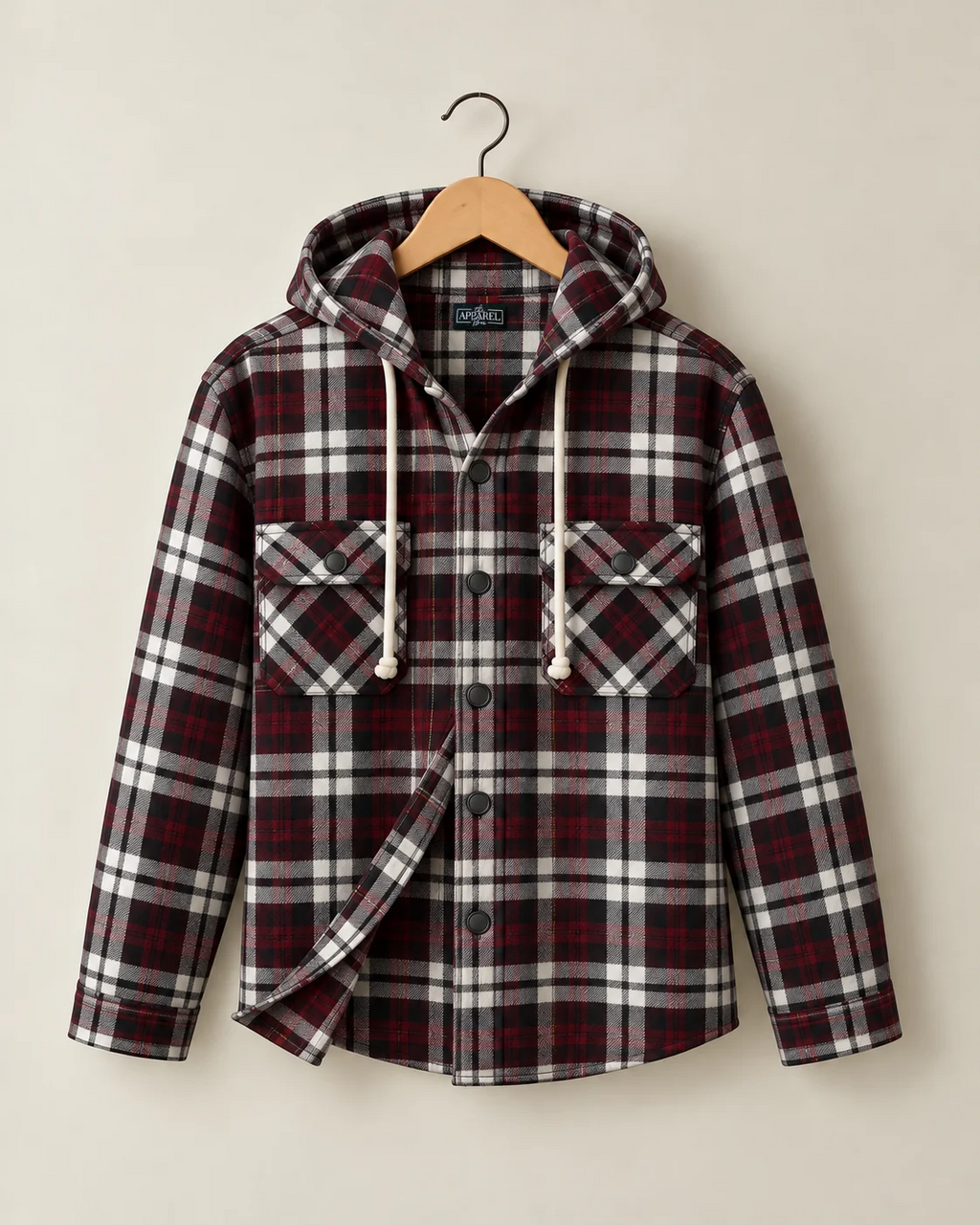 Crimson* Hooded Flannel shirt #3