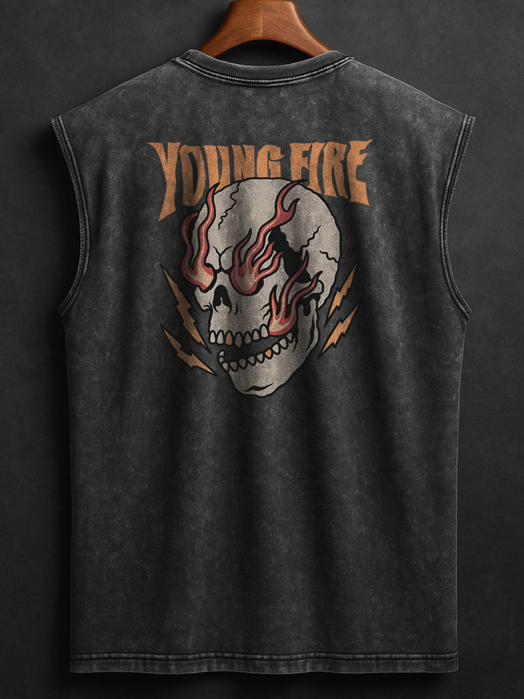 ACID WASH SLEEVELESS PRINTED VEST#24