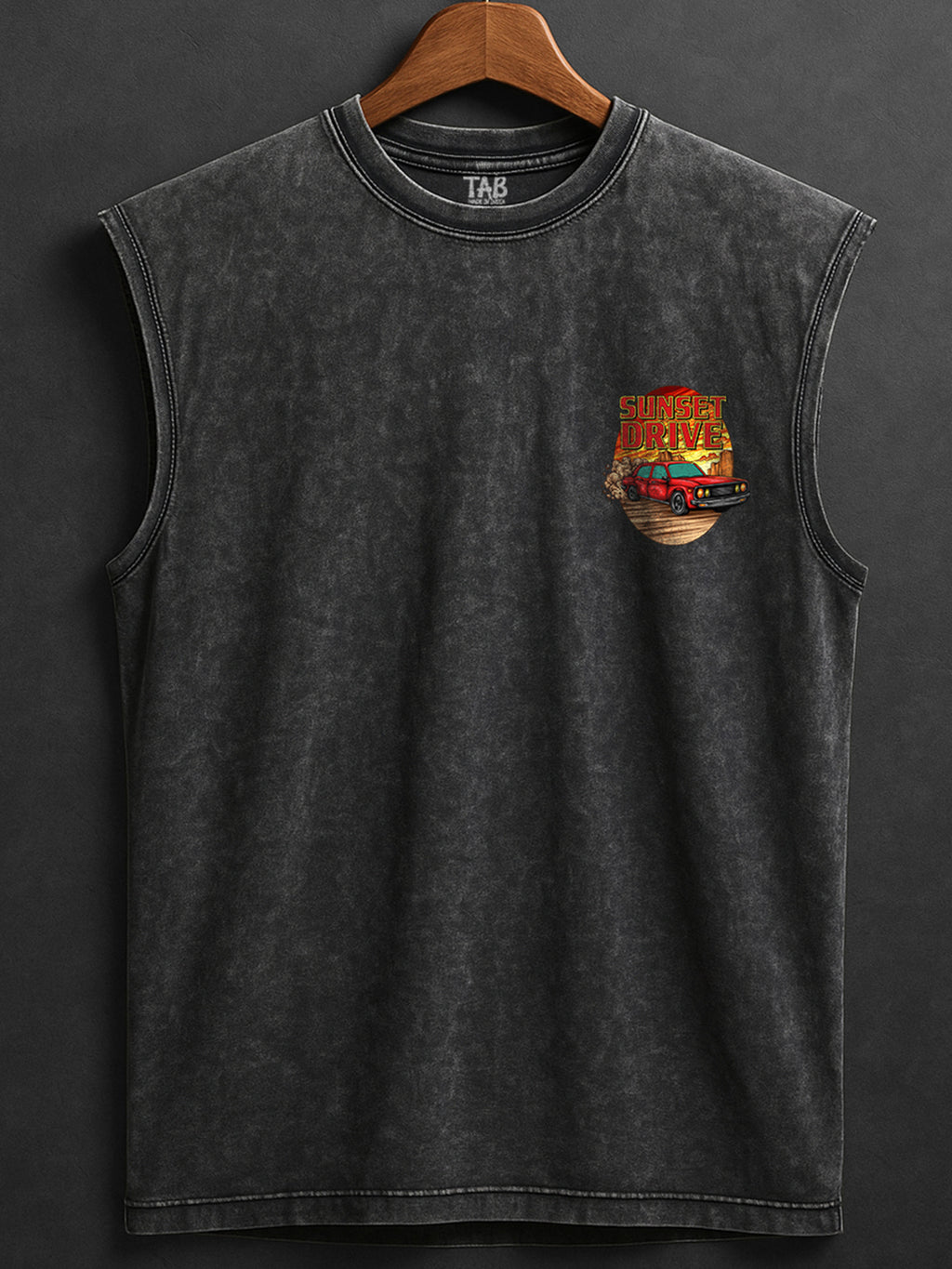 ACID WASH SLEEVELESS PRINTED VEST#8