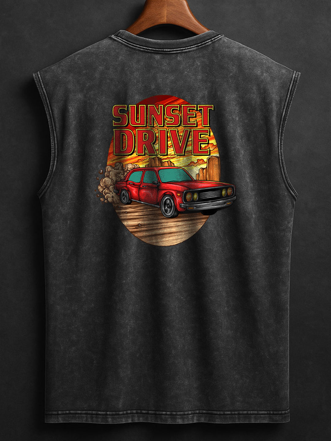 ACID WASH SLEEVELESS PRINTED VEST#8