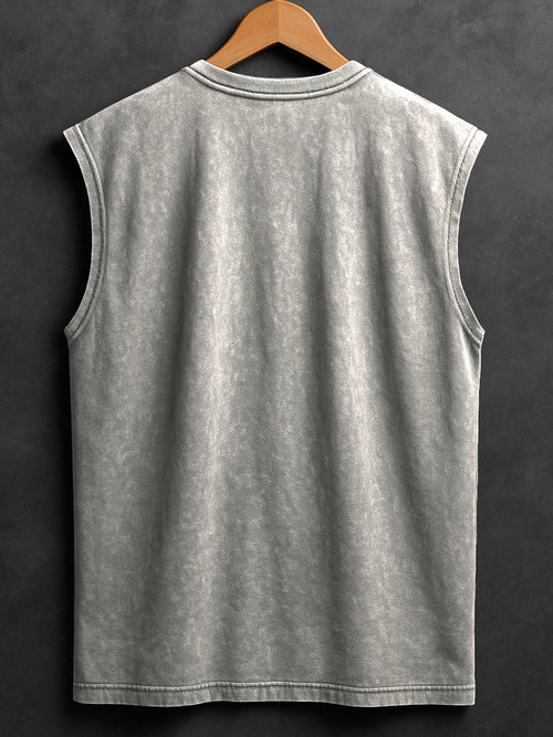 ACID WASH SLEEVELESS PRINTED VEST#18