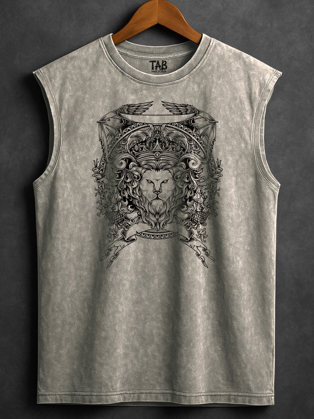 ACID WASH SLEEVELESS PRINTED VEST#2