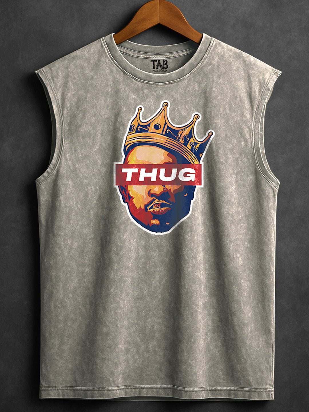 ACID WASH SLEEVELESS PRINTED VEST#12