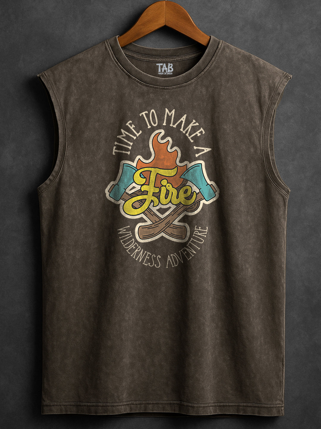 ACID WASH SLEEVELESS PRINTED VEST#19