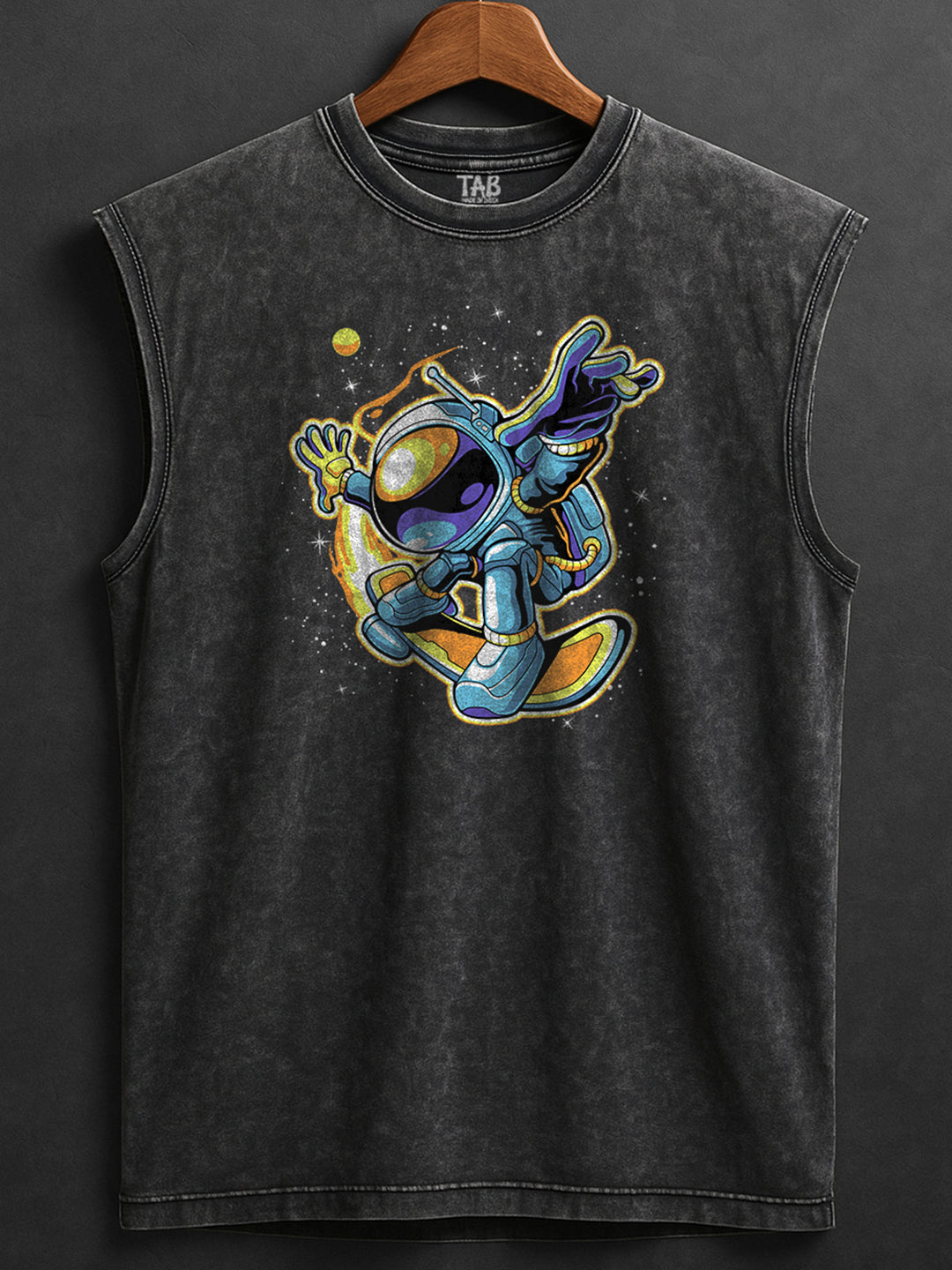 ACID WASH SLEEVELESS PRINTED VEST#15