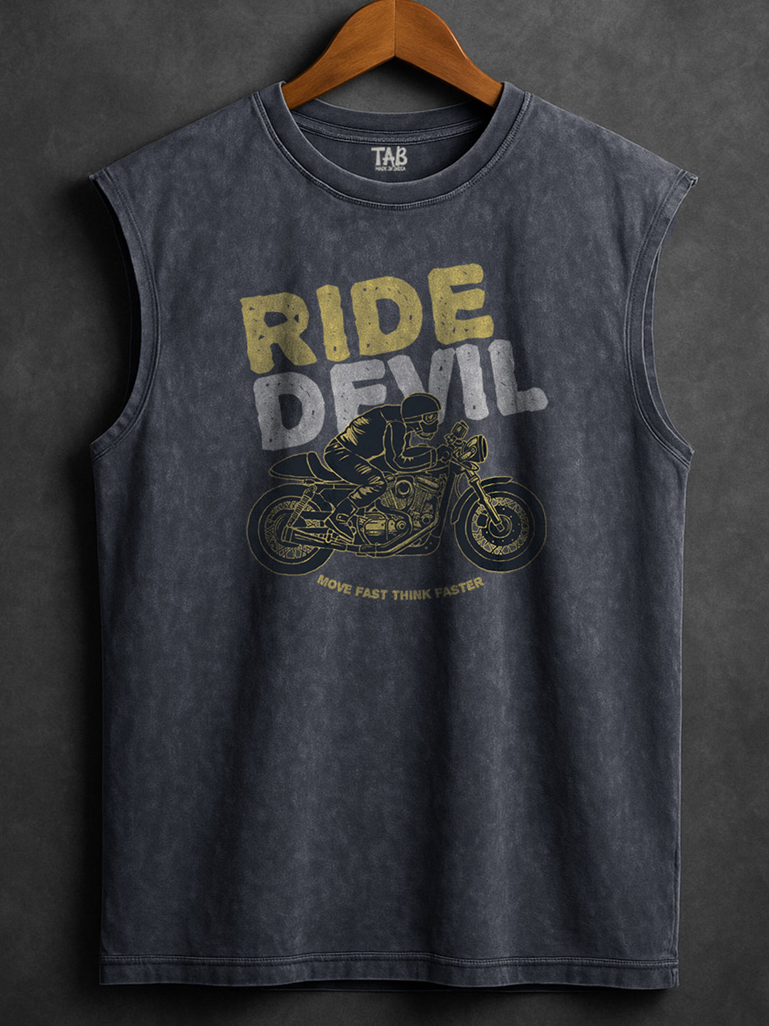 ACID WASH SLEEVELESS PRINTED VEST#23