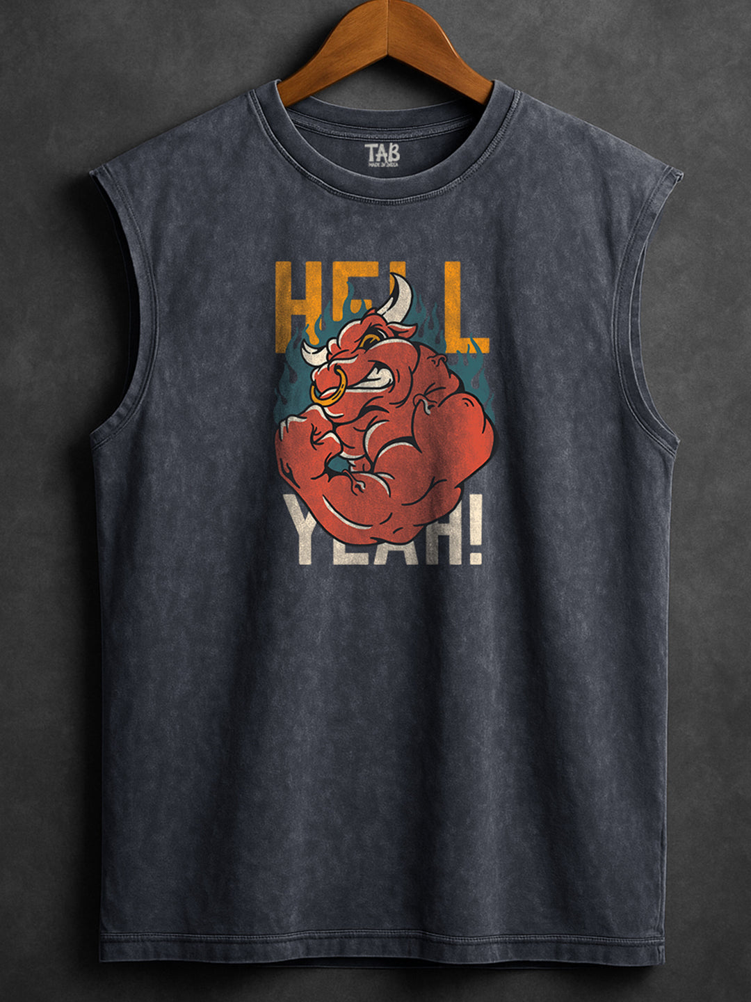 ACID WASH SLEEVELESS PRINTED VEST#21