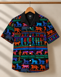 Neon Folk* Cuban Collar Shirt #317