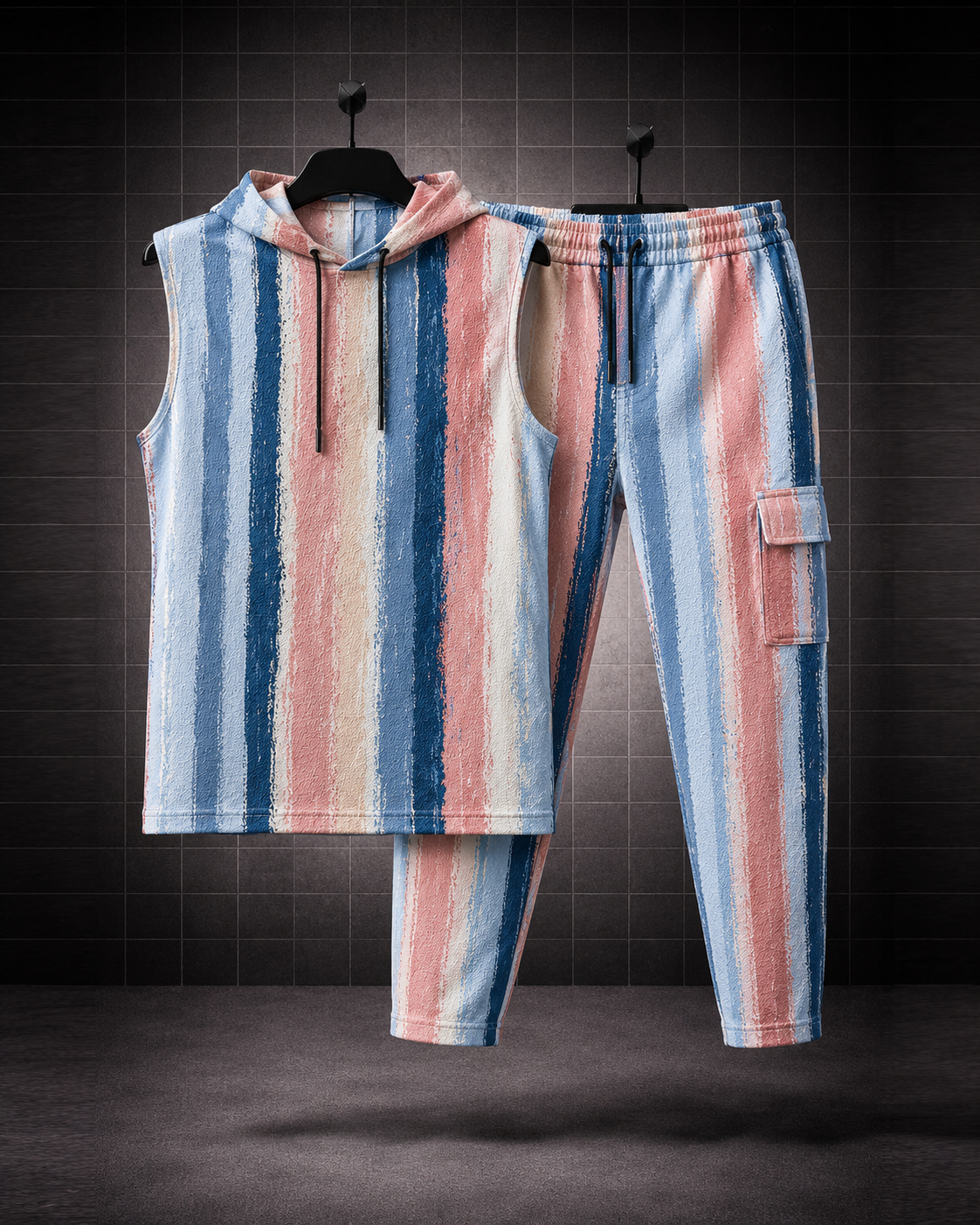 Coastal Breeze * Sleeveless Hoodie & Cargo Jogger Set#9