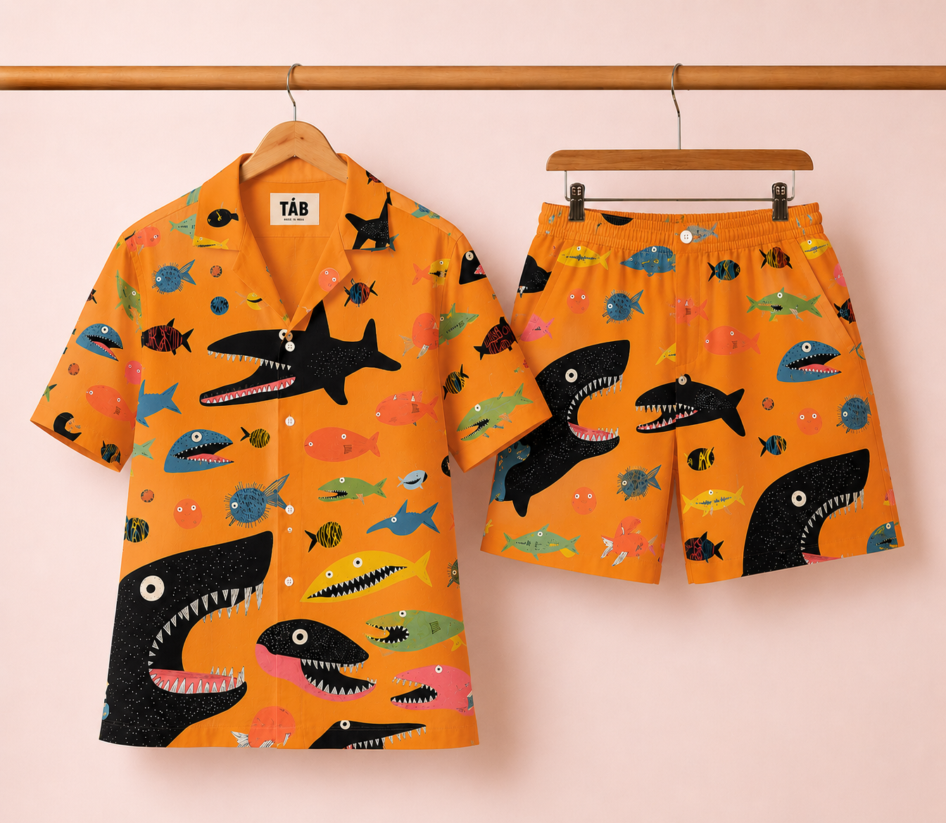 Shark Splash * Shirt & Short Co-Ord Set#12