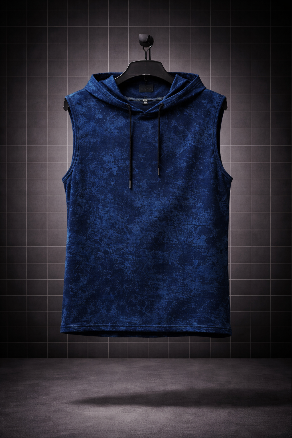 Midnight Shadow * Acid-Wash Effect Sleeveless Hoodie & Cargo Jogger Set#1