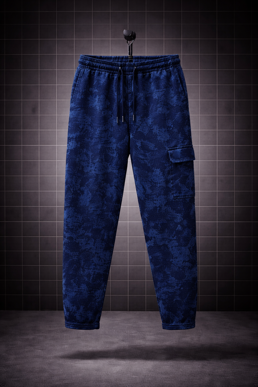 Midnight Shadow * Acid-Wash Effect Sleeveless Hoodie & Cargo Jogger Set#1