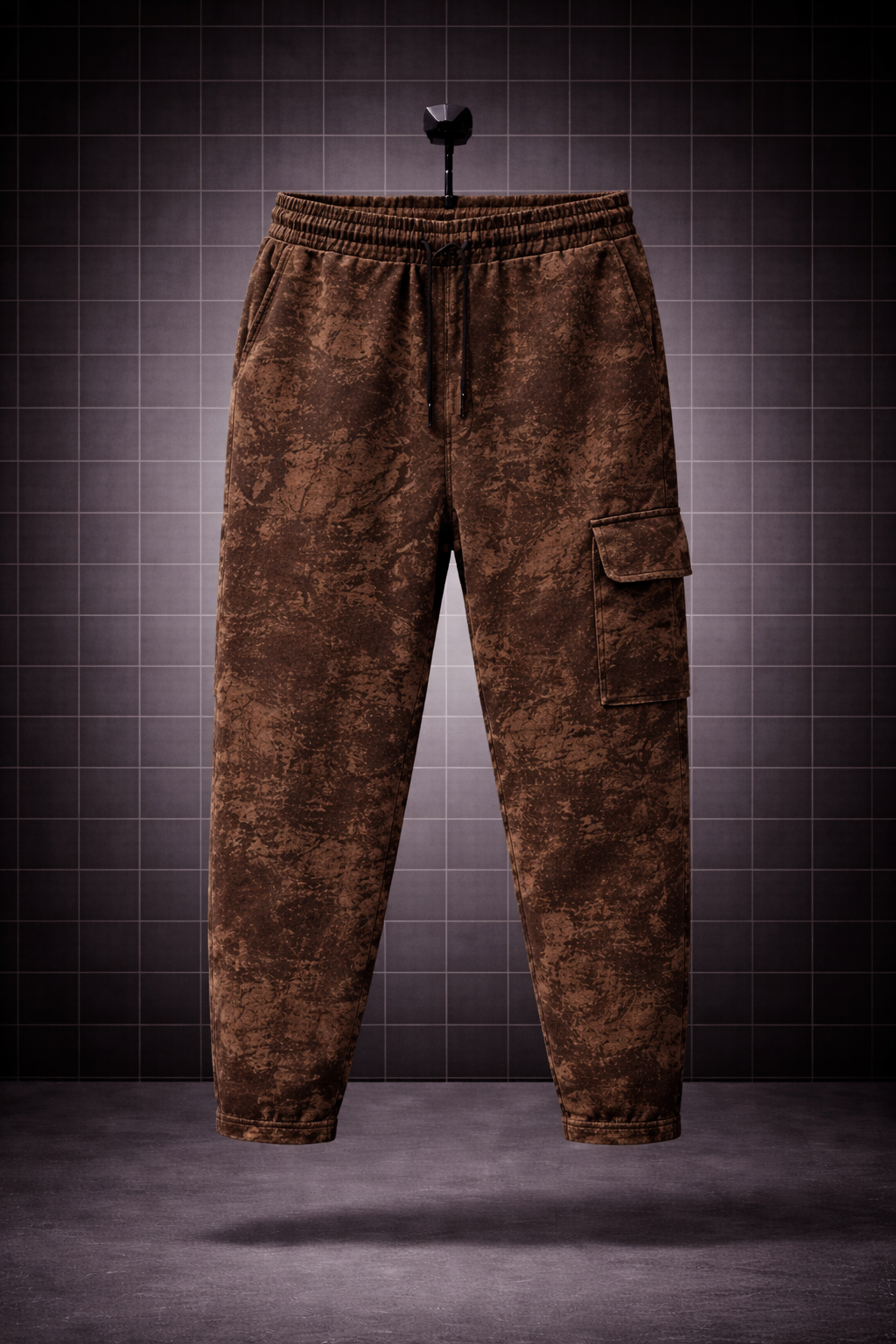 Earth Terrain * Acid-Wash Effect Sleeveless Hoodie & Cargo Jogger Set#2