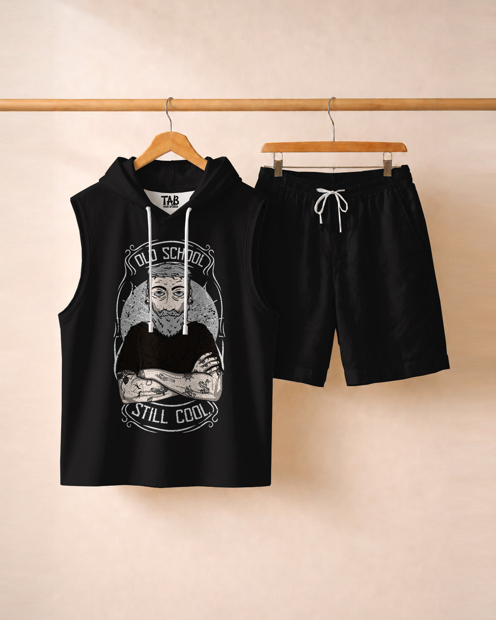 Black Rebel * Vest Hoodie & Short Co-Ord Set#1