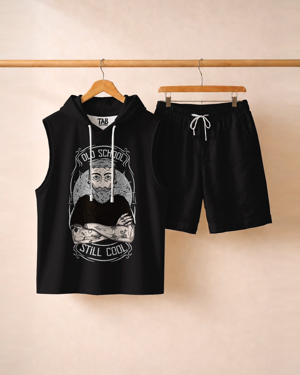Black Rebel * Vest Hoodie & Short Co-Ord Set#1