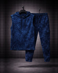 Midnight Shadow * Acid-Wash Effect Sleeveless Hoodie & Cargo Jogger Set#1