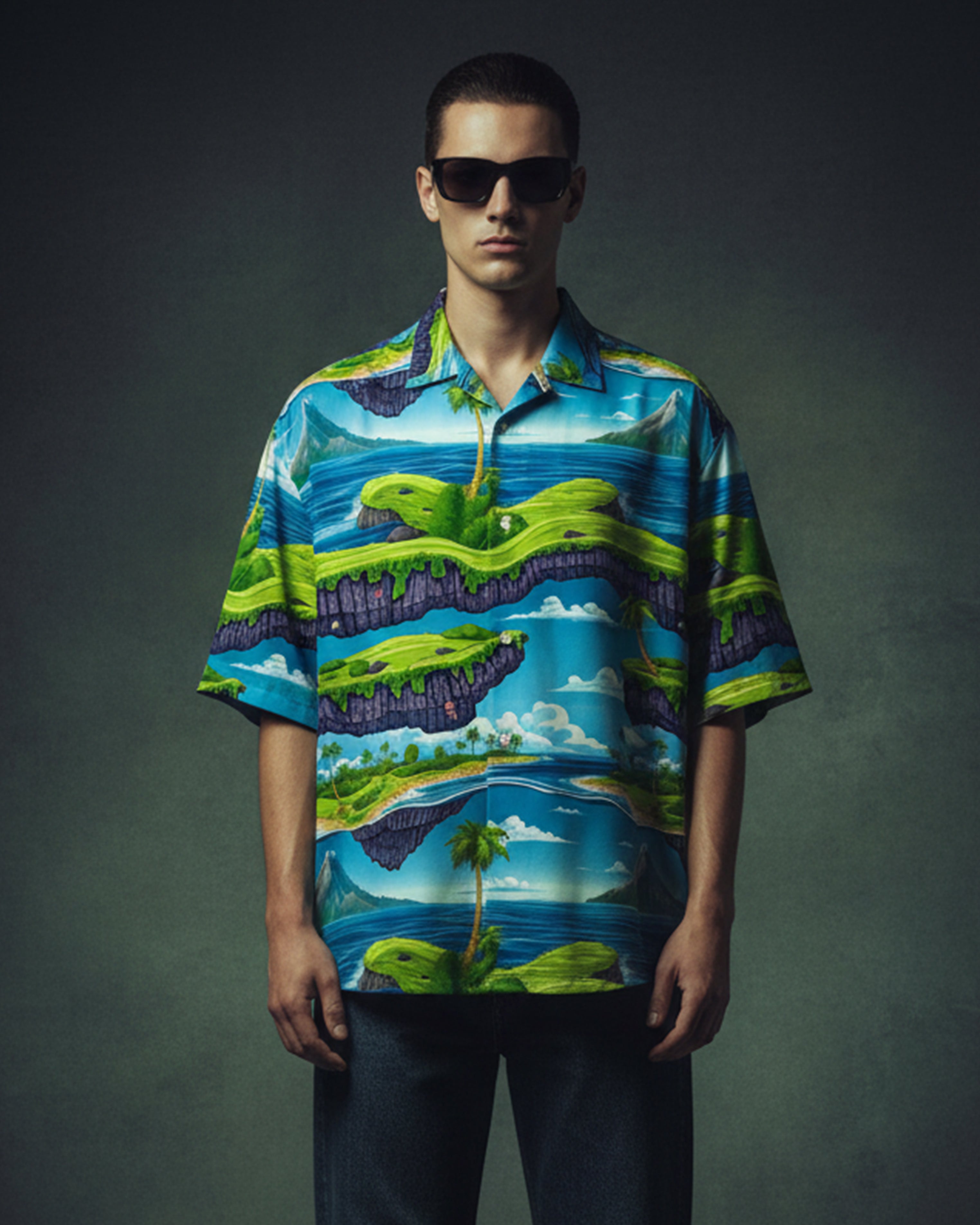 Tropical Abstract Cuban Collar Shirt #293