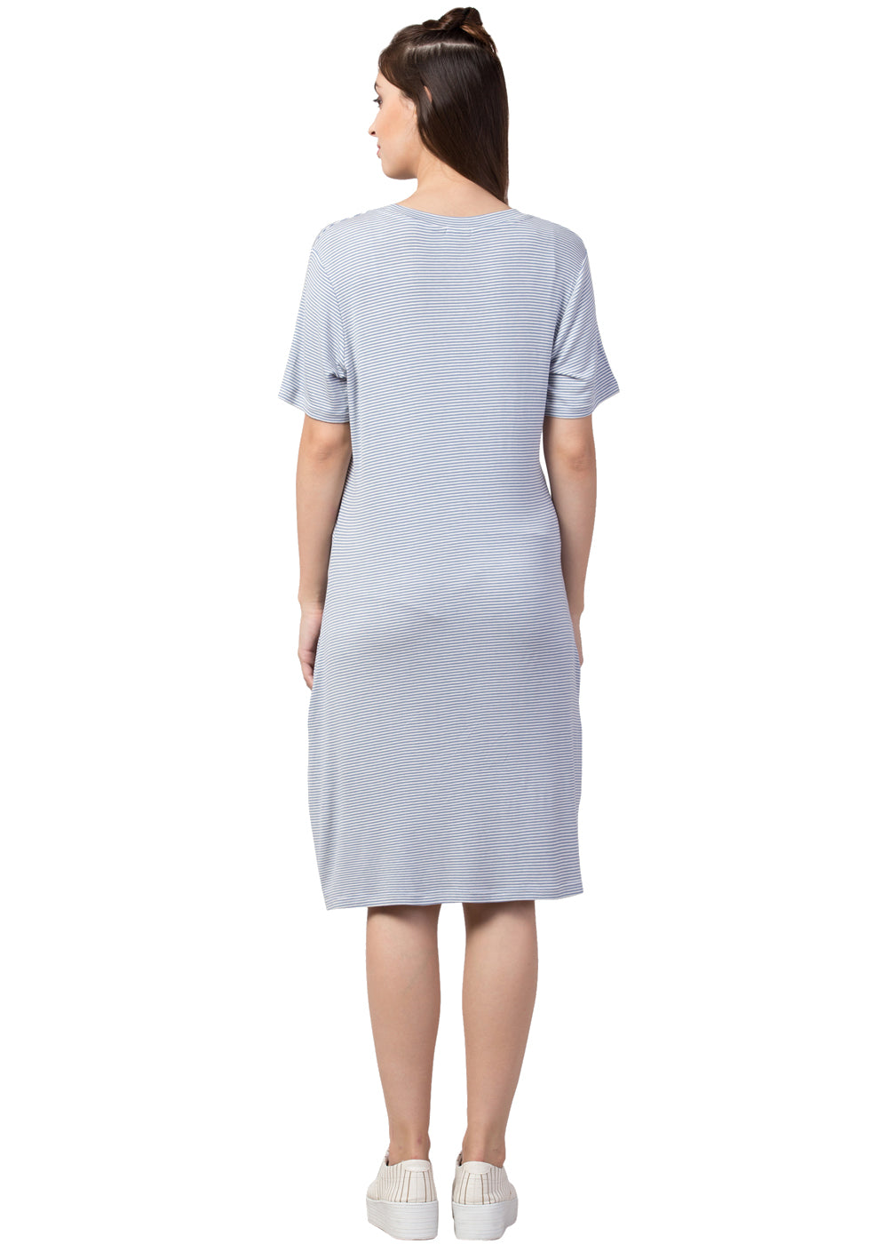 Solid Short Sleeve Pocket T-shirt Dress#6