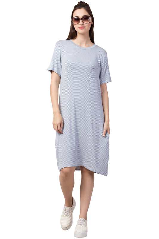 Solid Short Sleeve Pocket T-shirt Dress#6