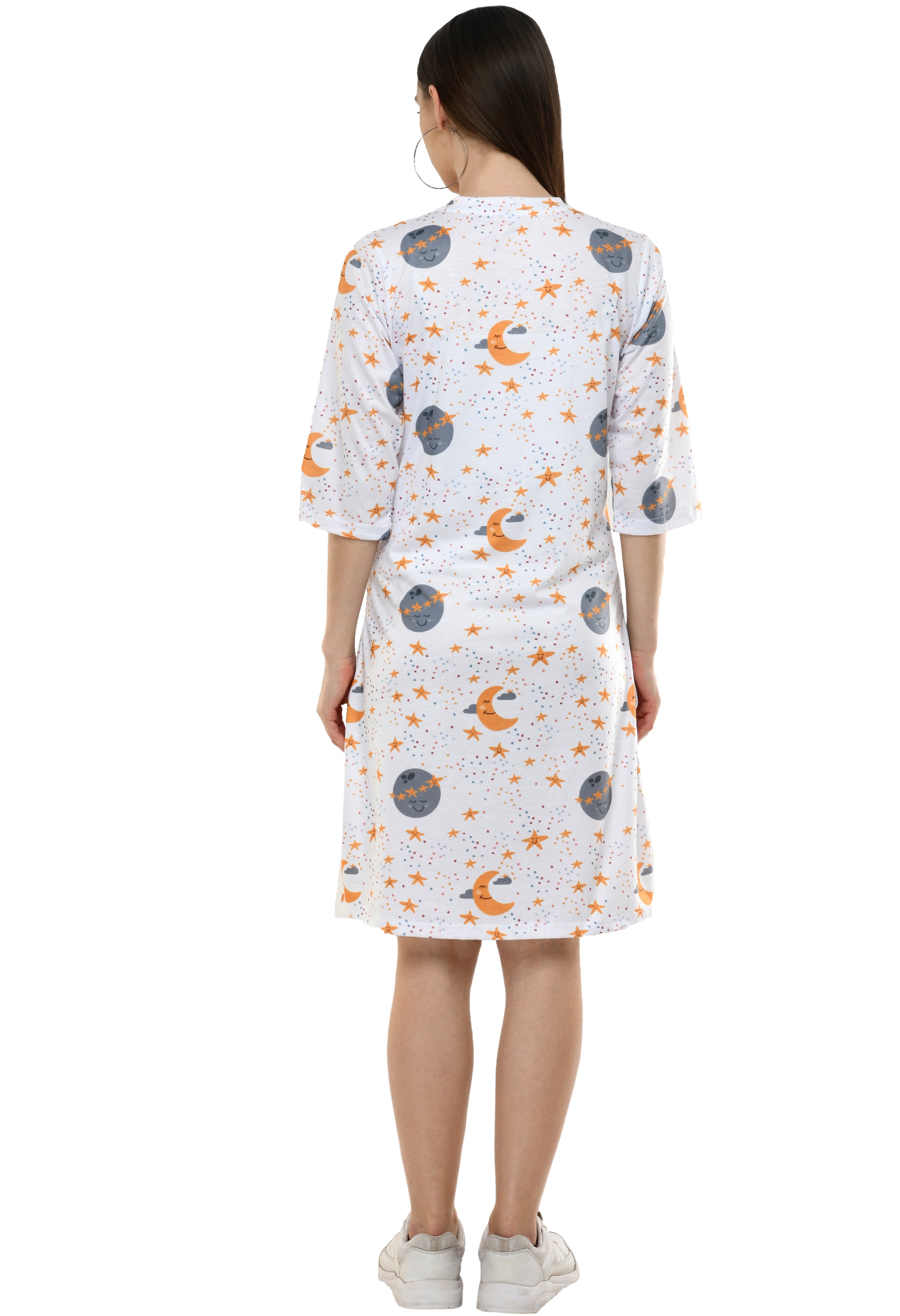 Round Neck Pocket T-shirt Printed Dress#39