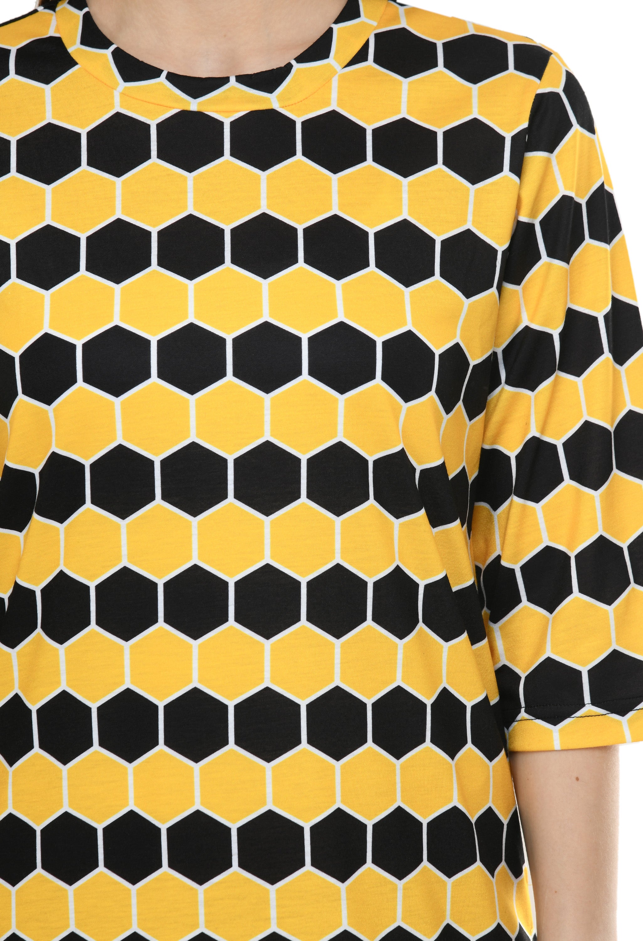 Round Neck Pocket T-shirt Printed Dress#40