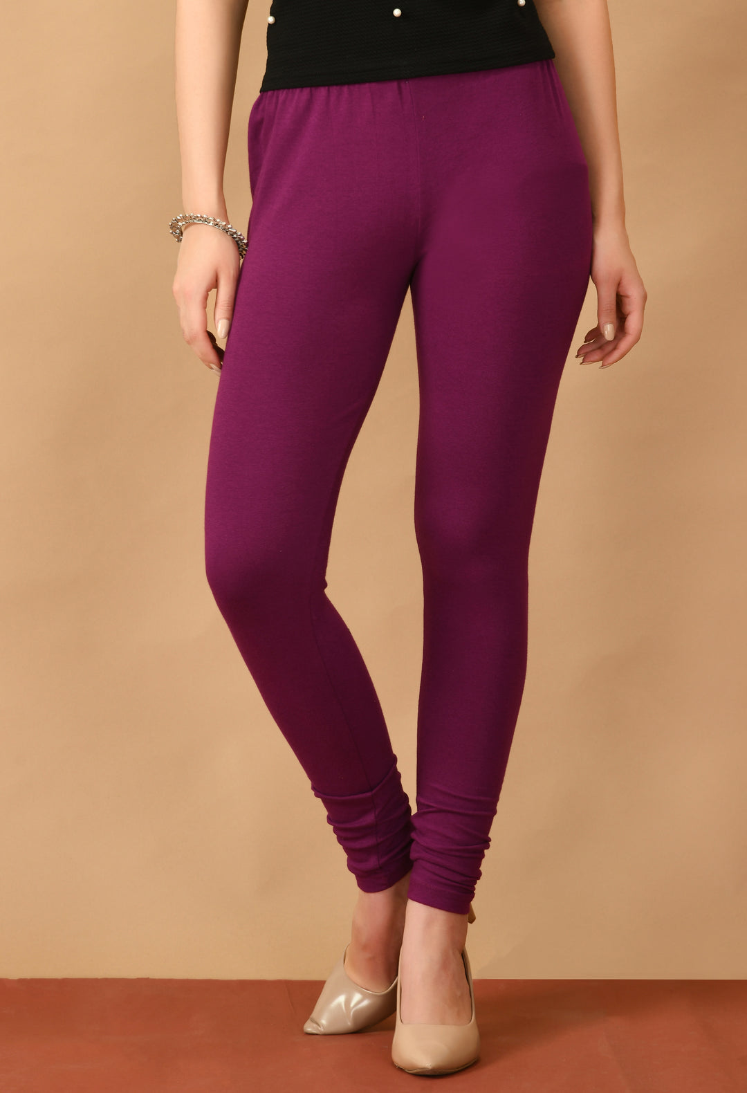 Purple  Ankle-Length Cotton Leggings#18