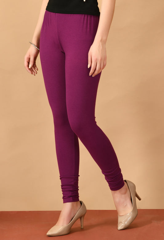 Purple  Ankle-Length Cotton Leggings#18