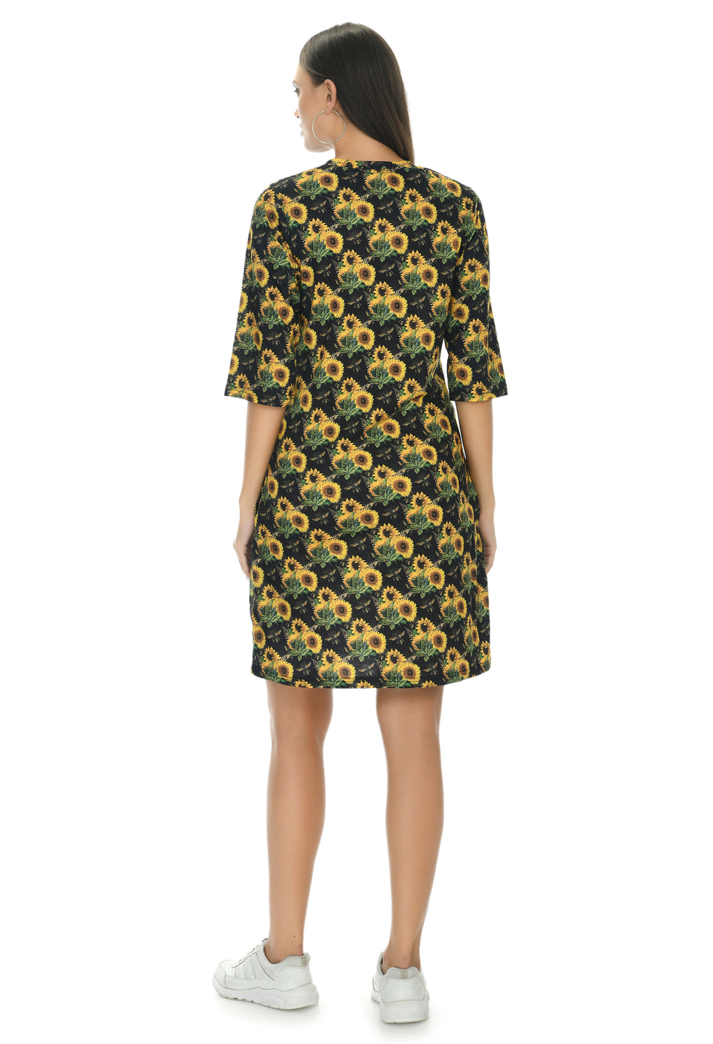 Round Neck Pocket T-shirt Dress#91