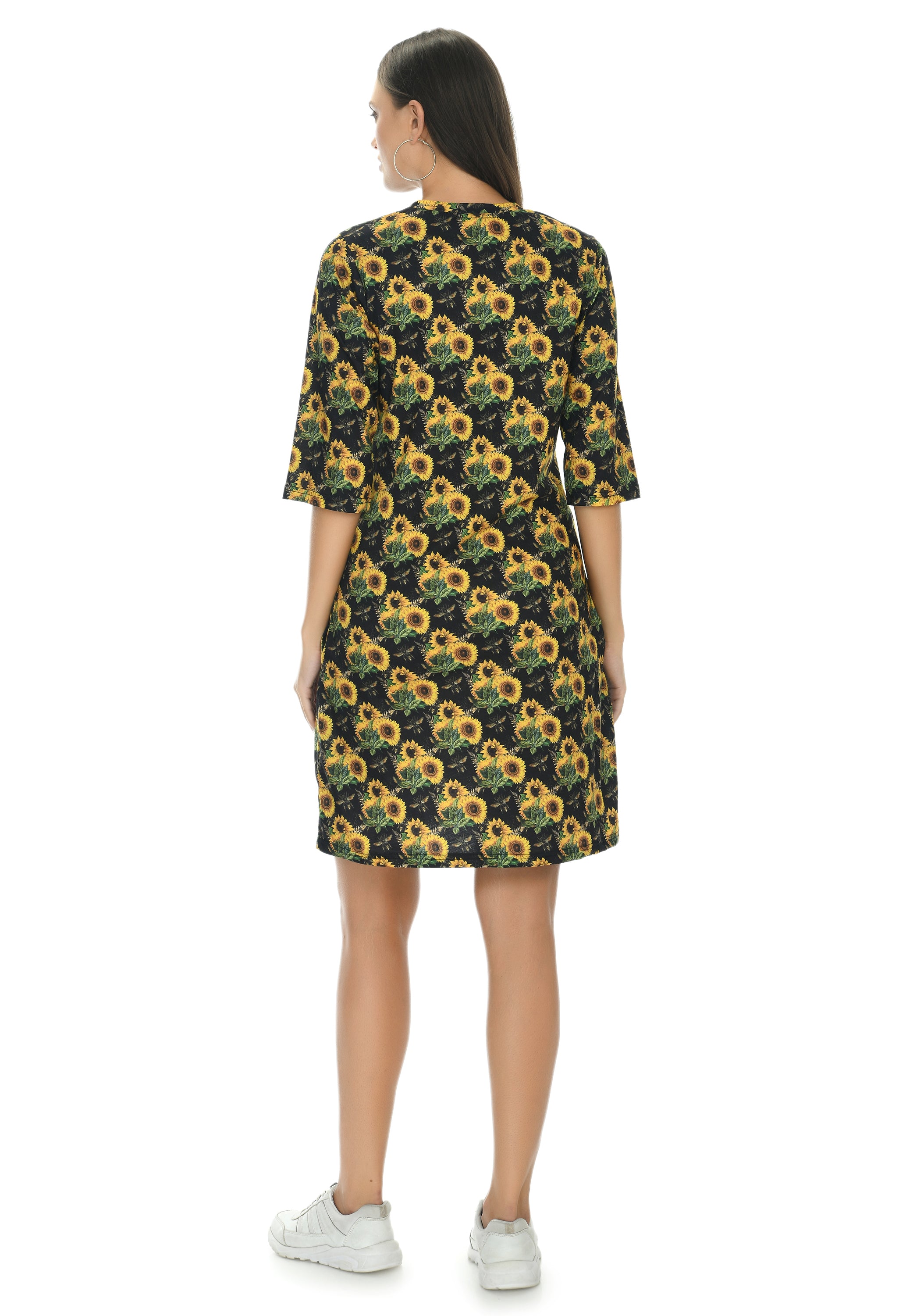 Round Neck Pocket T-shirt Dress#91
