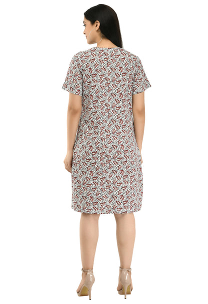 Printed Short Sleeve Pocket T-shirt Dress#12