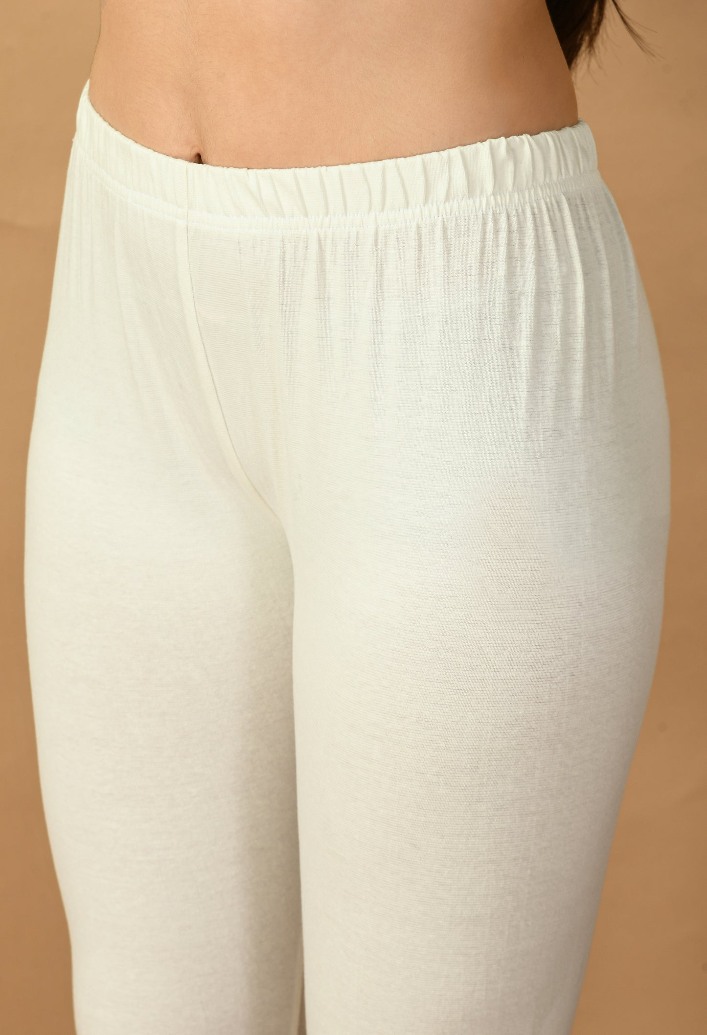 Pearl White Ankle-Length Cotton Leggings#20