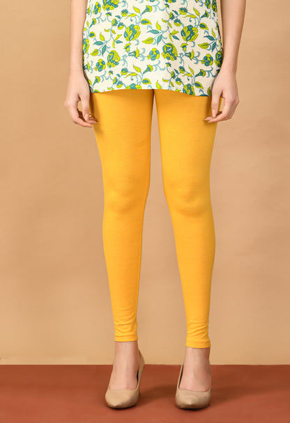 Sunshine Yellow Ankle-Length Cotton Leggings#21