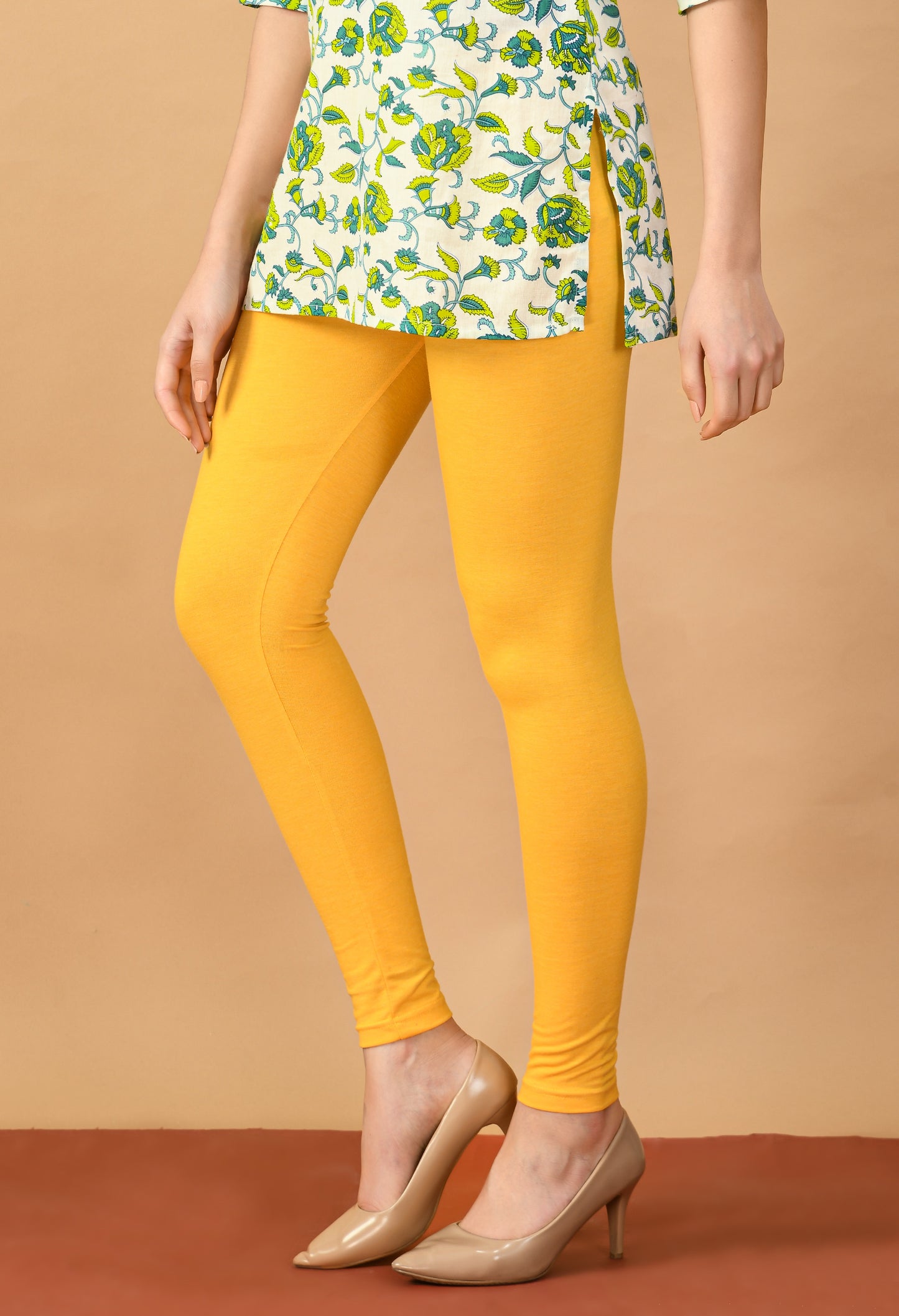 Sunshine Yellow Ankle-Length Cotton Leggings#21